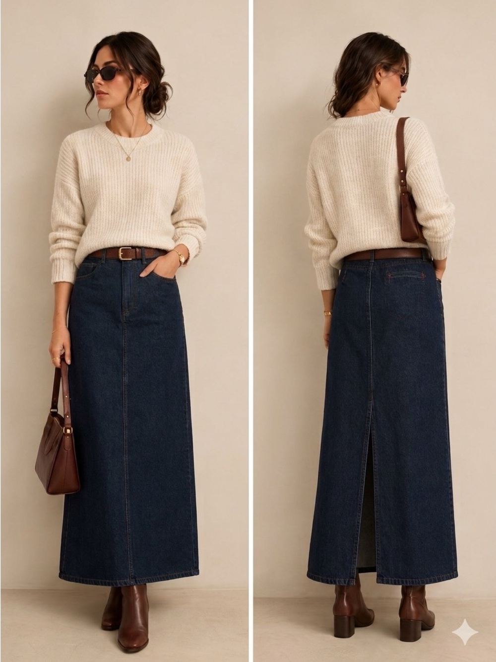 Y2K Tommy Hilfiger Denim Maxi Skirt Size 10 Dark Wash Jean Back Slit